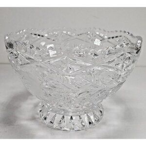 Imperlux Crystal Bowl Hand Cut 24% Lead Etched with Roses Vintage
